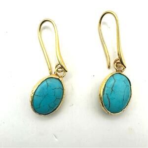 Pierced Earrings Turquoise Gold Plated Dangle Drop Casual Boho Western